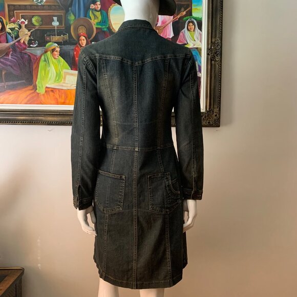 Denim Women's Vintage Jacket Button Closure Jean Long Sleeve Coat - Picture 7 of 10